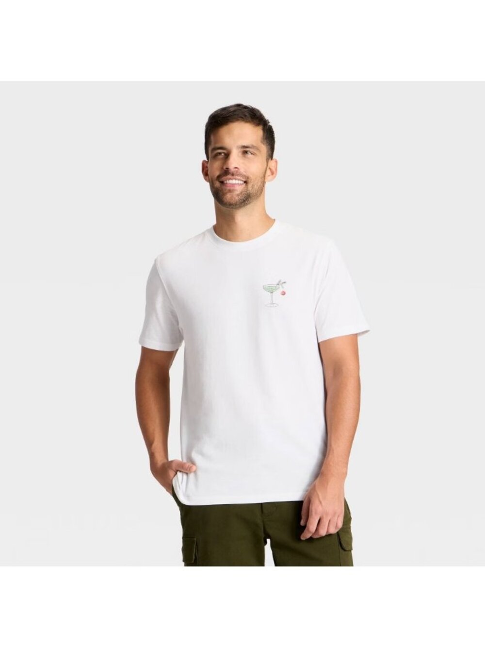 Goodfellow Shirt Mens Medium White Short Sleeve Spirits Bright Graphic Crew Neck